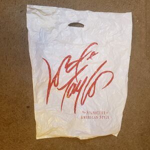 Vintage Lord&Taylor Plastic Shopping Bag w Classic Red Script Logo 23"x16"x2.5"